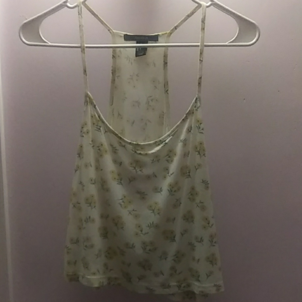 Crop top, creamy with print of sunflowers